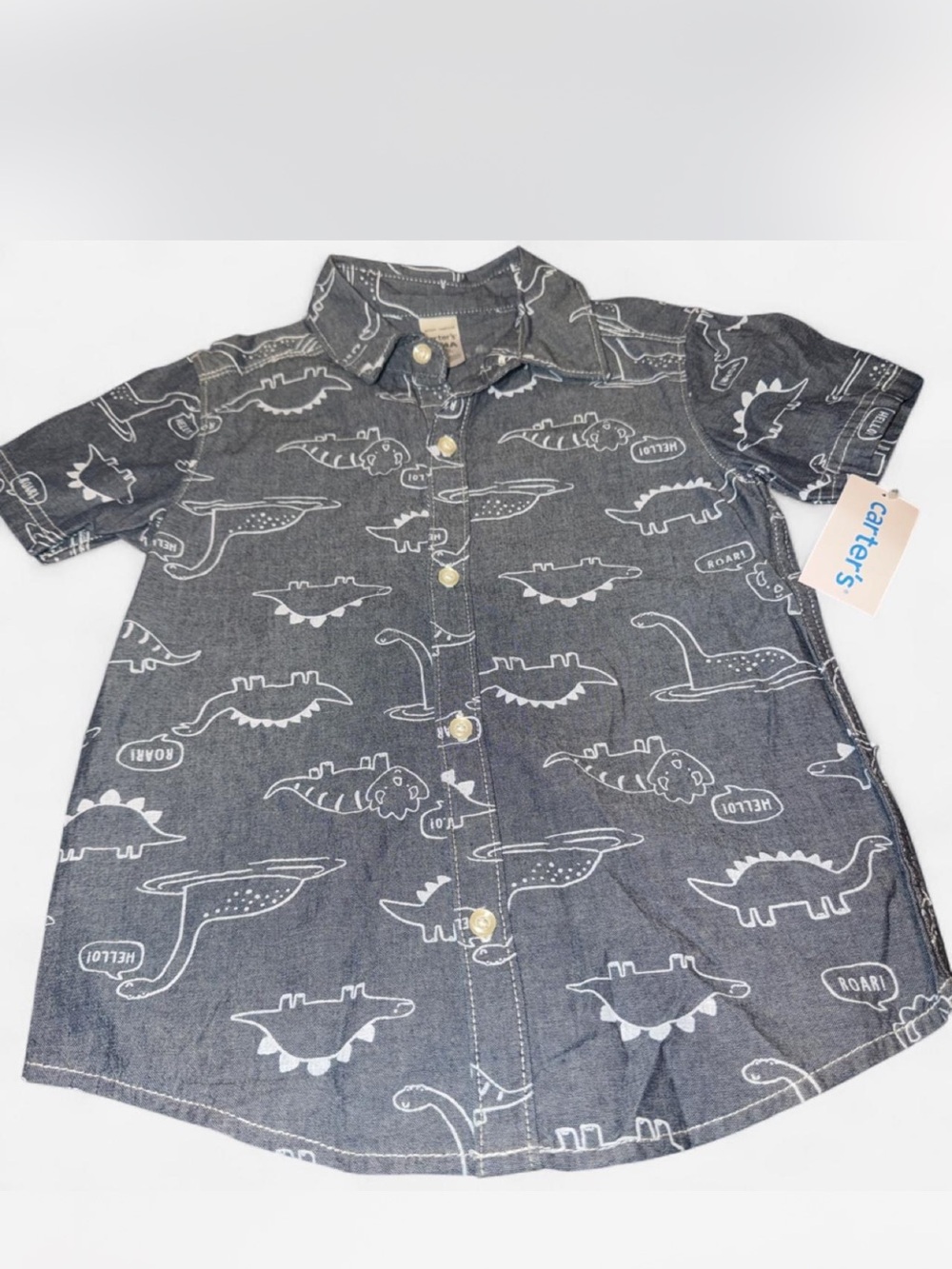 Carter's Charcoal Dino Button-Front Shirt